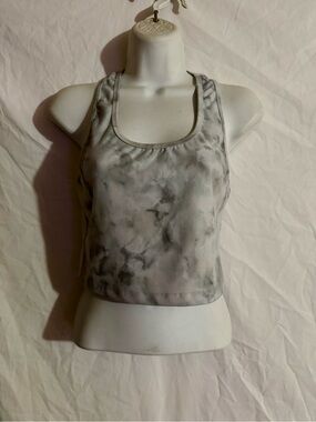 Evolution and Creation Gray Marble Racerback Crop Top